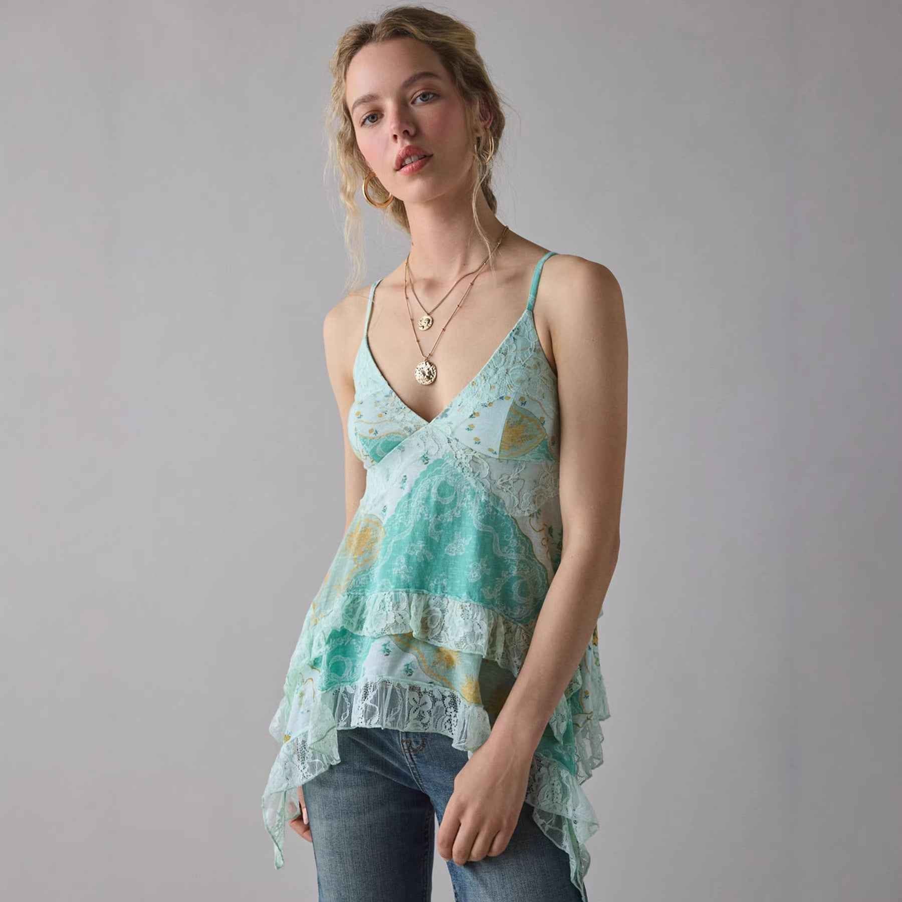 Women's Floral Print Asymmetric Ruched Cami Top – Resort Style