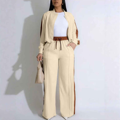 Color-Block Zip Tracksuit Set – Relaxed Fit, Long Sleeve