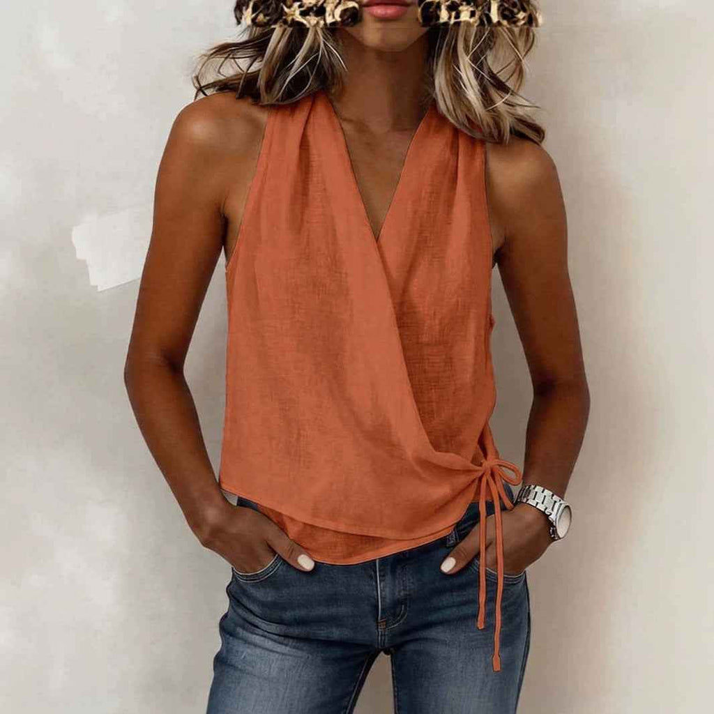 Sleeveless Strap Lightweight And Comfortable V-neck Tank Top