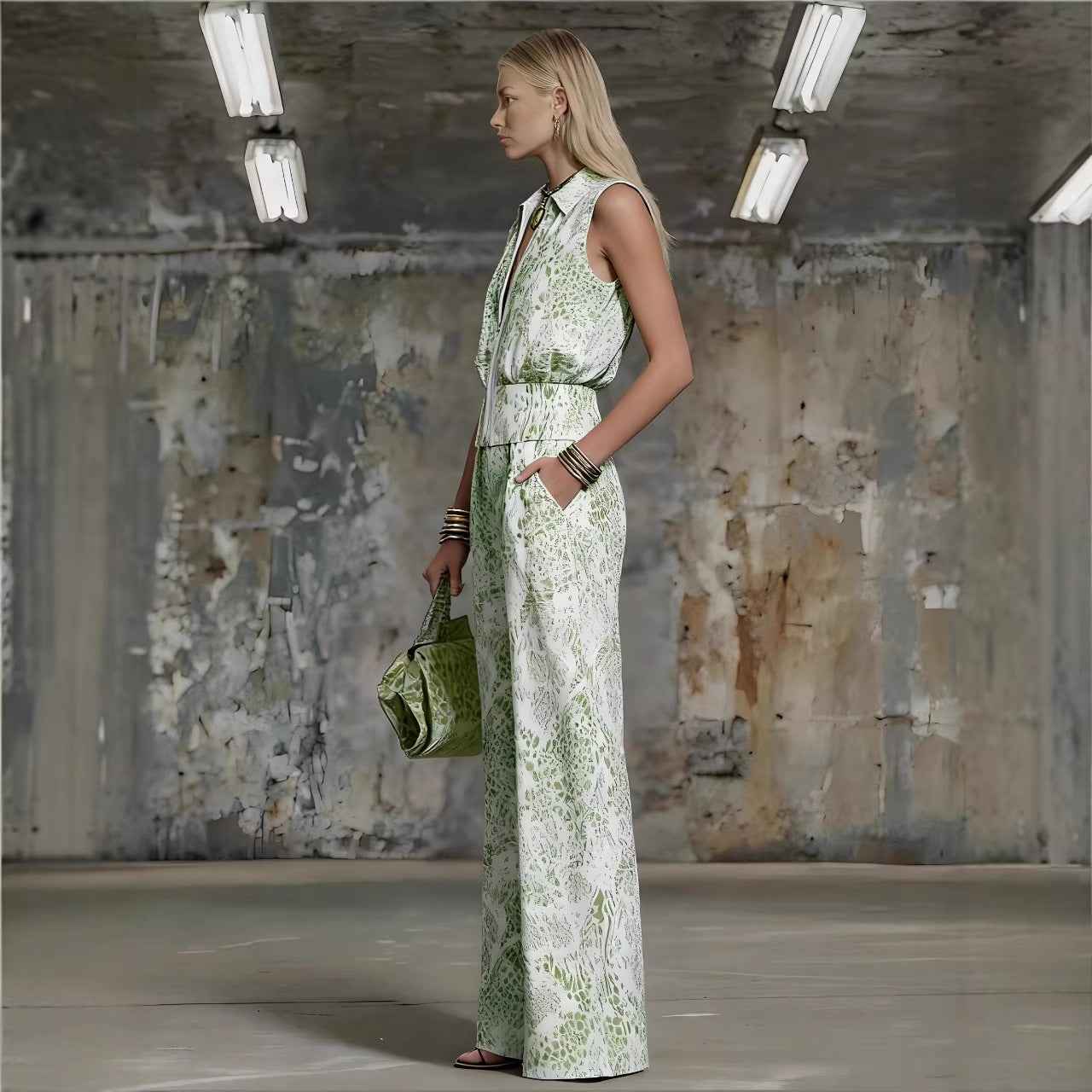Women's Notch Lapel Vest & Wide-Leg Pants Two-Piece Set