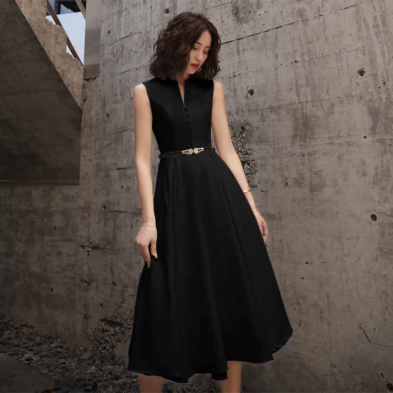 Women's Sleeveless High-Waist Bow Midi Dress