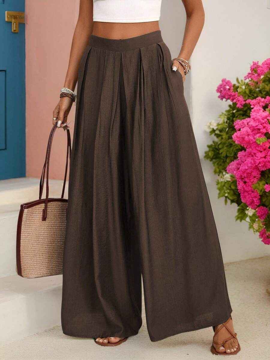 Mid-Waist Loose-Fit Casual Pants