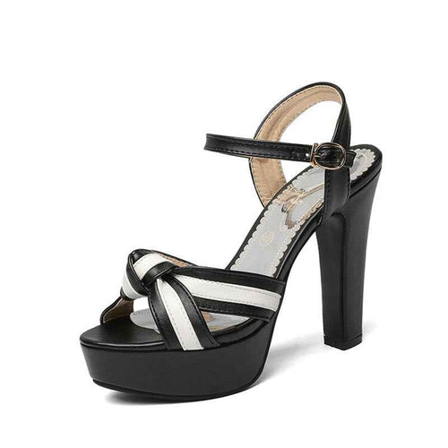 Color-block Platform Summer High-heeled Sandals Womens Large-size Shoes