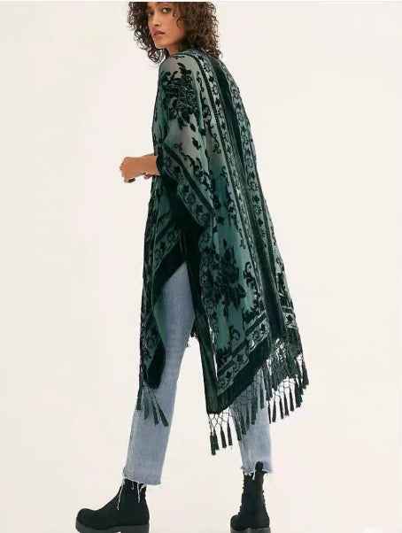 Bohemian Fringed Shawl – Handmade Long Wrap, 19 Colors