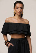 Off-Shoulder Top & Pants Set – Three-Quarter Sleeve Co-ord