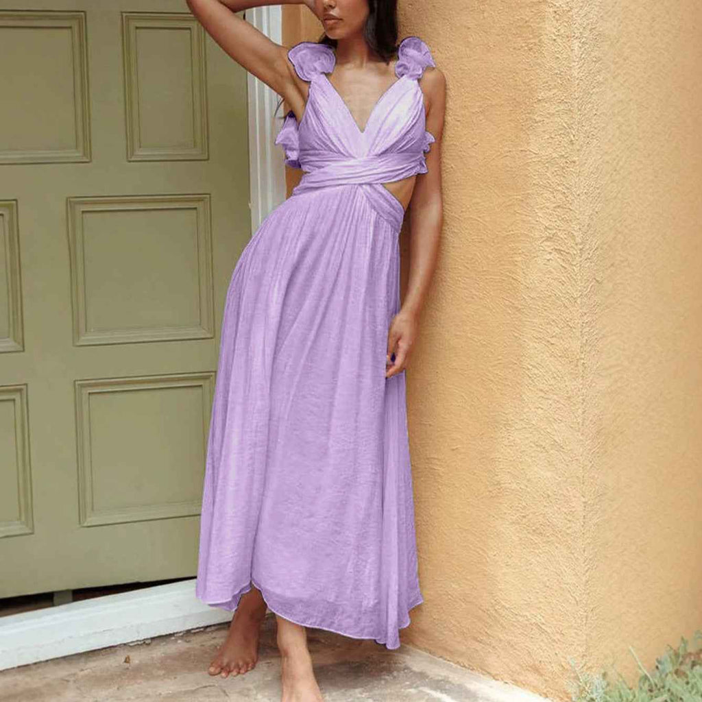 Floral Backless Cross-Strap Maxi Dress — 6 Colours, S–XL