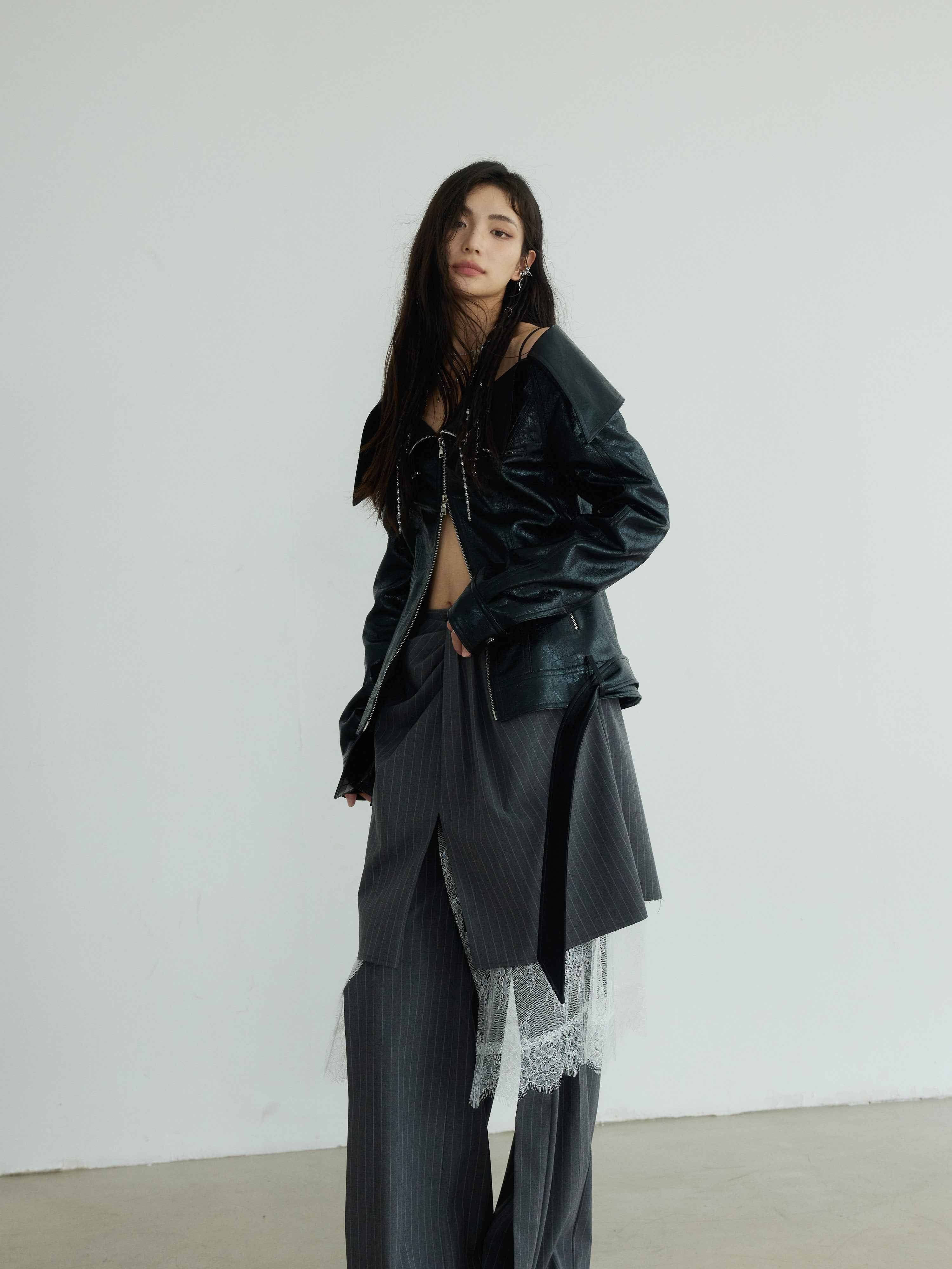 Women's Three-Piece Cut-Out Sculptural Trousers — Gray Stripes, S–L