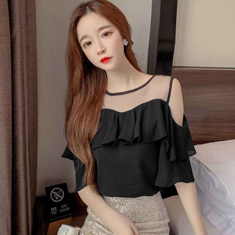 Mesh Chiffon Patchwork Loose Top