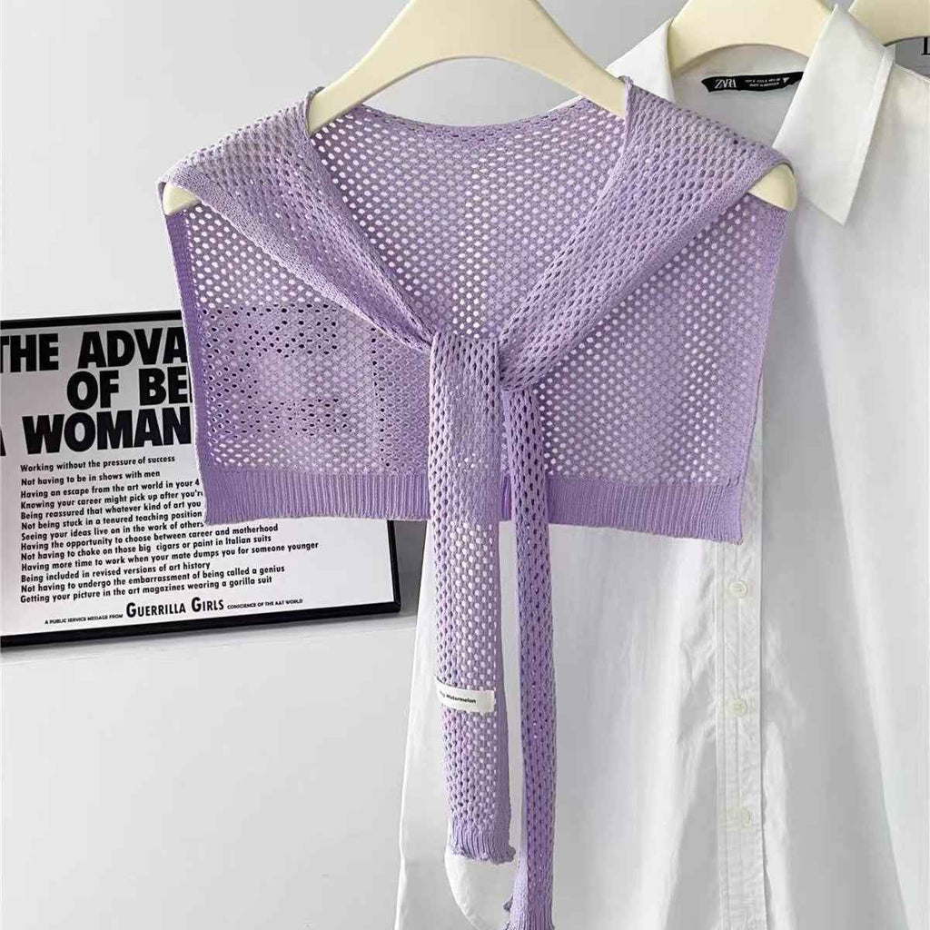 Hollow-out Lightweight Ice-silk Knitted Shawl