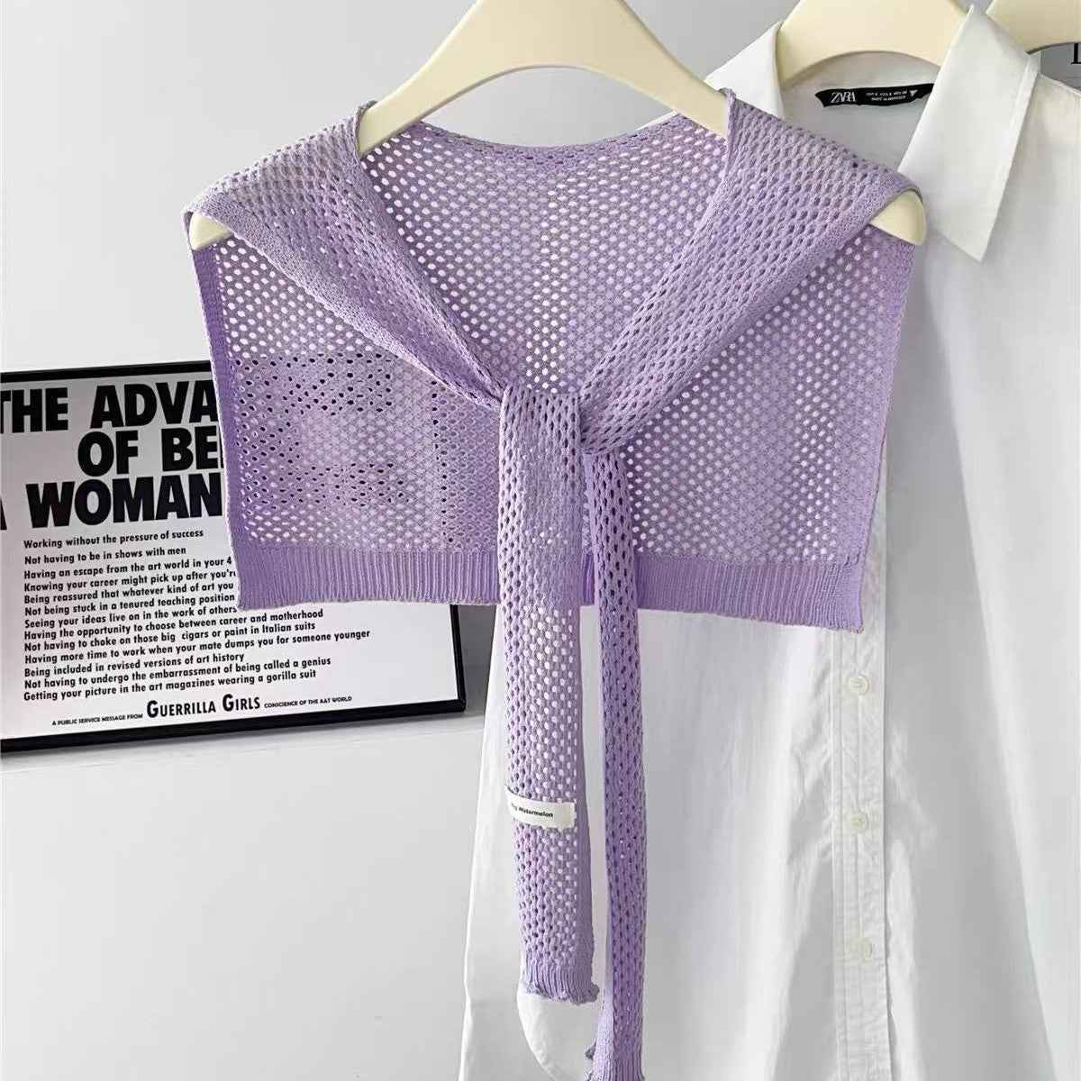 Hollow-out Lightweight Ice-silk Knitted Shawl