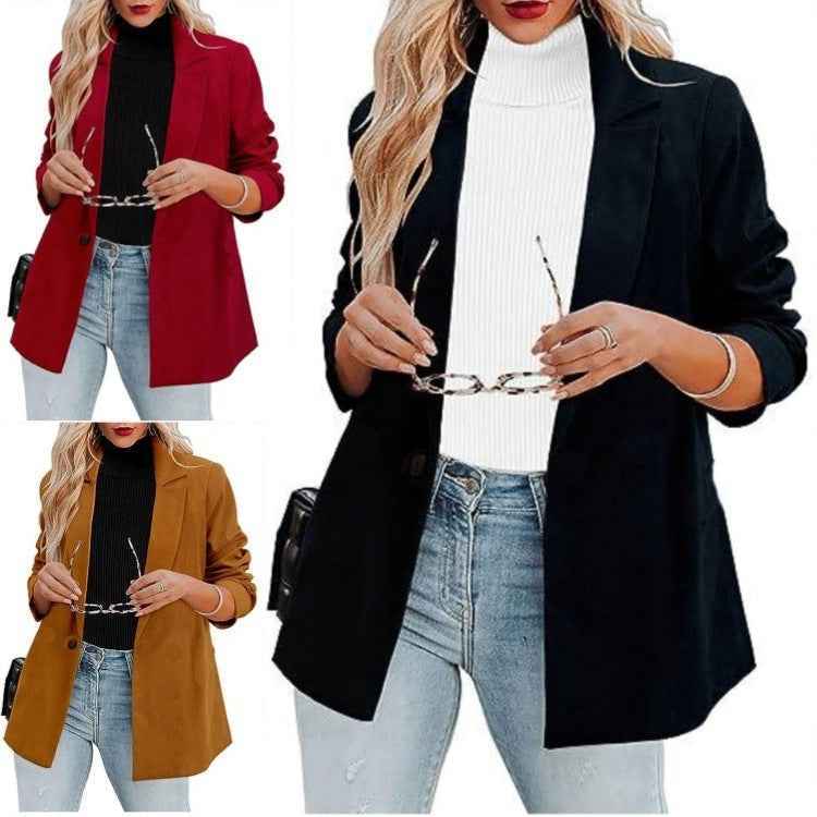 Slim-Fit Single-Breasted Blazer — Mid-Length