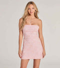 Jacquard Sequin Strapless Bodycon Mini Dress