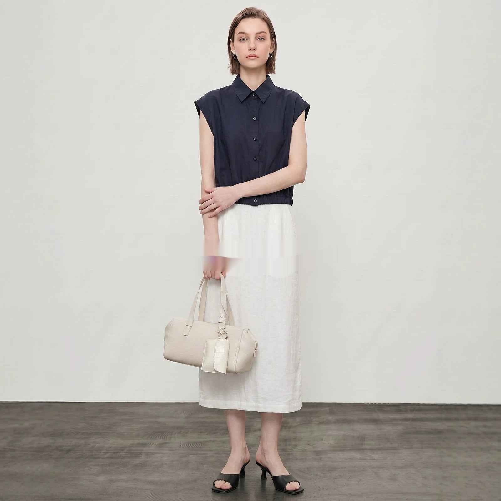 High-waisted Slimming Linen Straight Skirt For Women