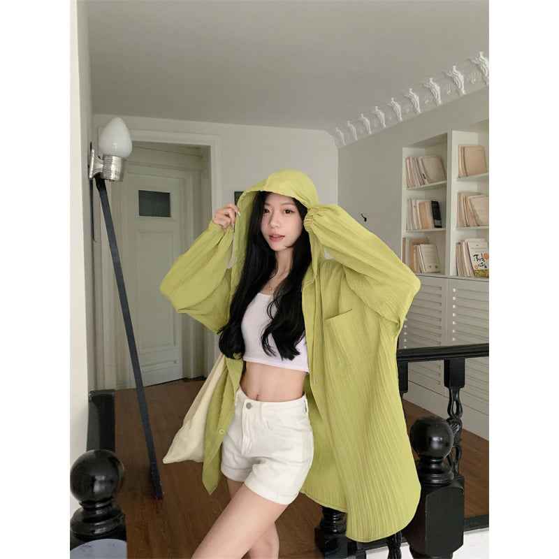 Plus Size Hooded Loose Cardigan – Mid-Length