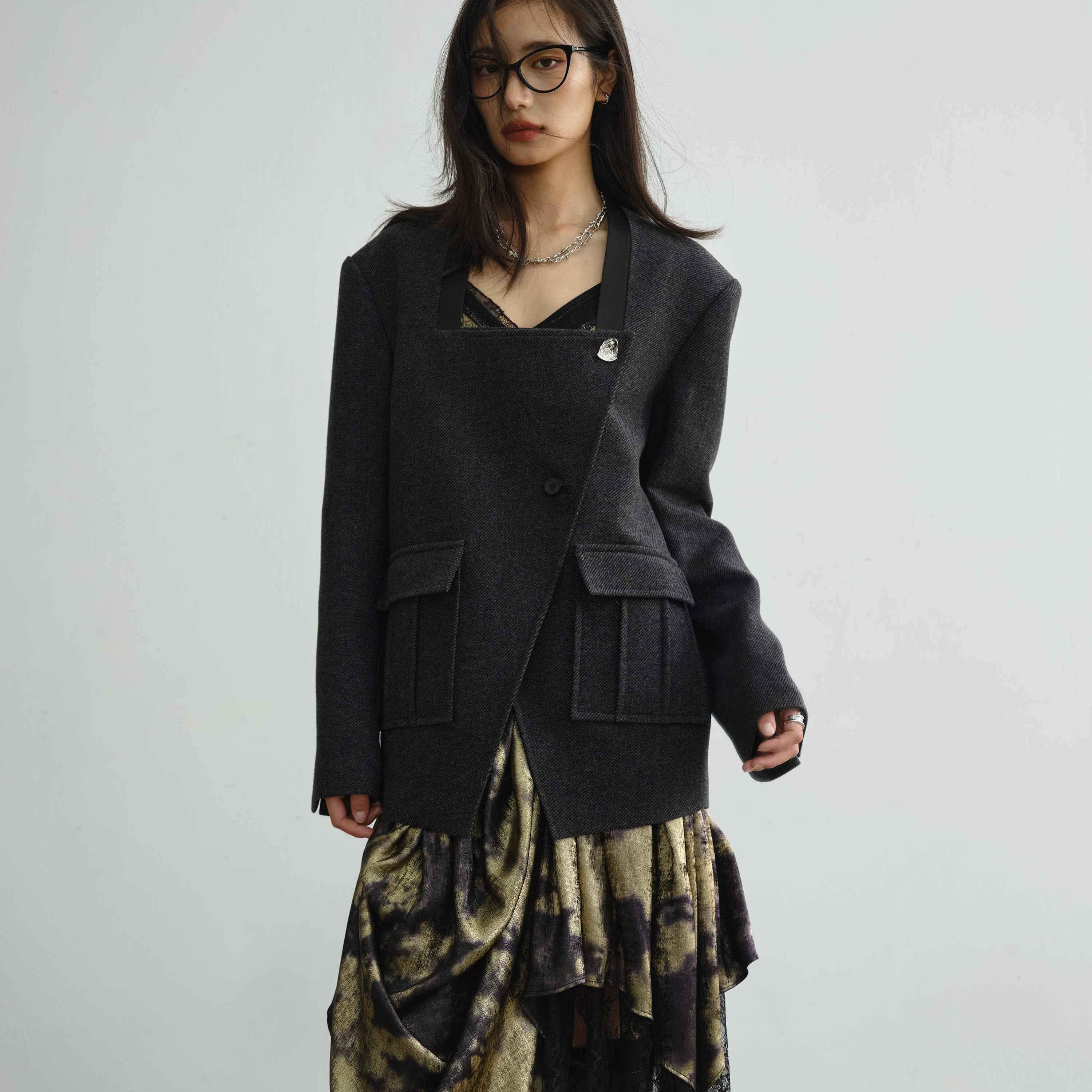 Women's Wool-Blend Structured Coat