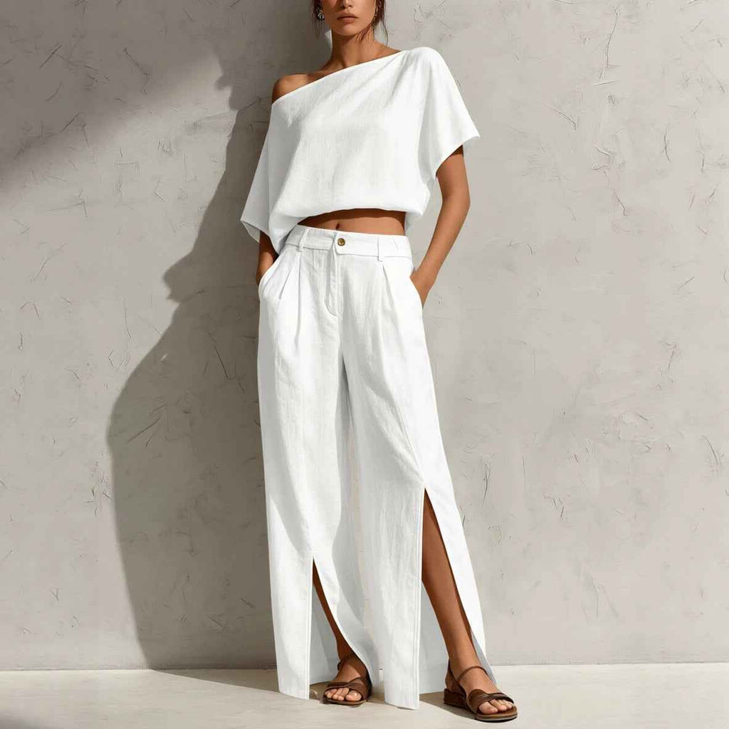 Womens Off-shoulder Top And Pants Set