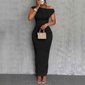 Wavy Pattern One-Shoulder Dress – Elegant Evening Style