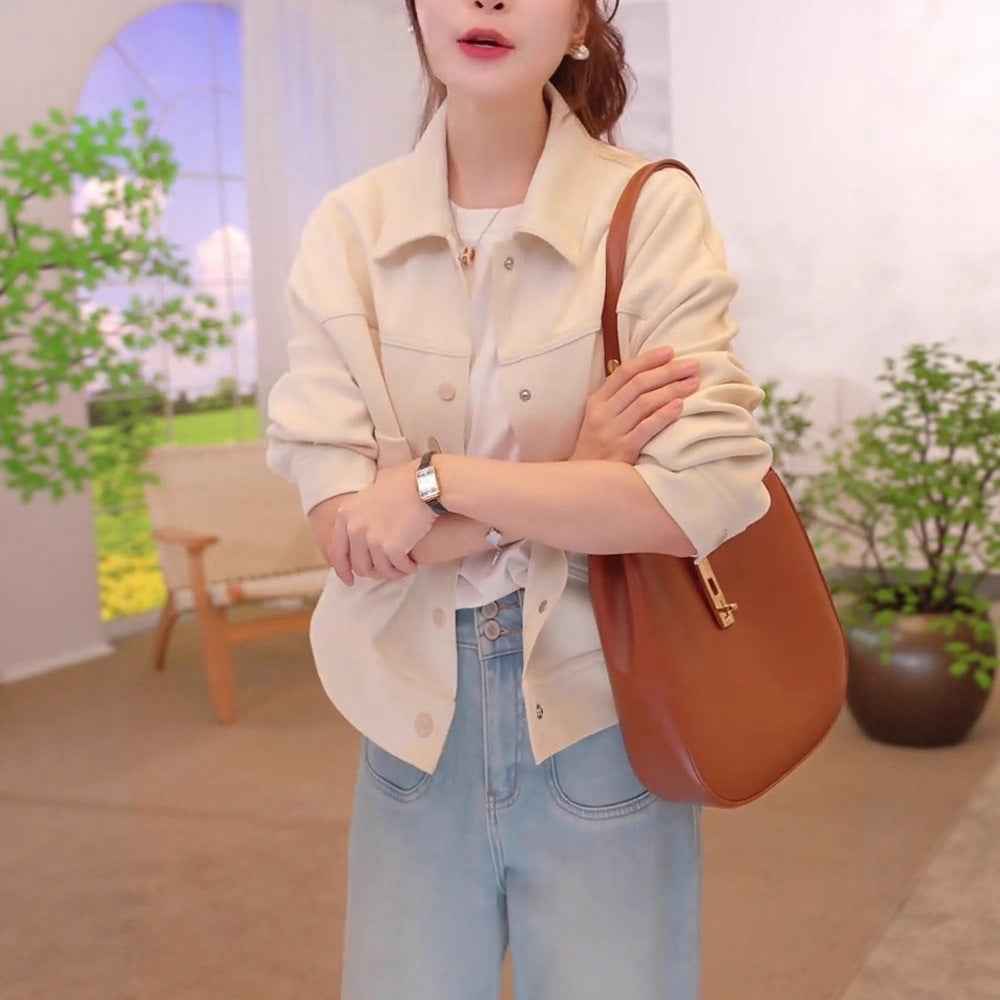 Denim Cotton Jacket with Pockets — Straight-Cut Casual