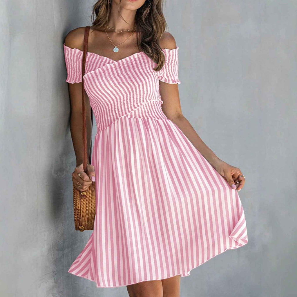 Suspender Strap Off-Shoulder Slim Midi Dress