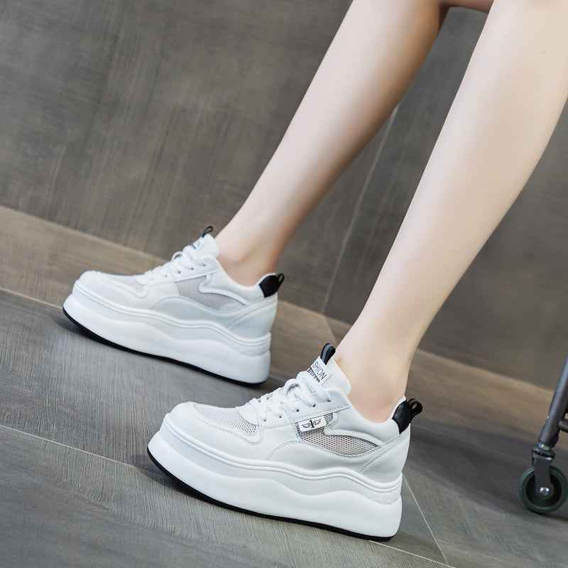 Platform Wedge Sneakers – Hidden Heel Lace-Up