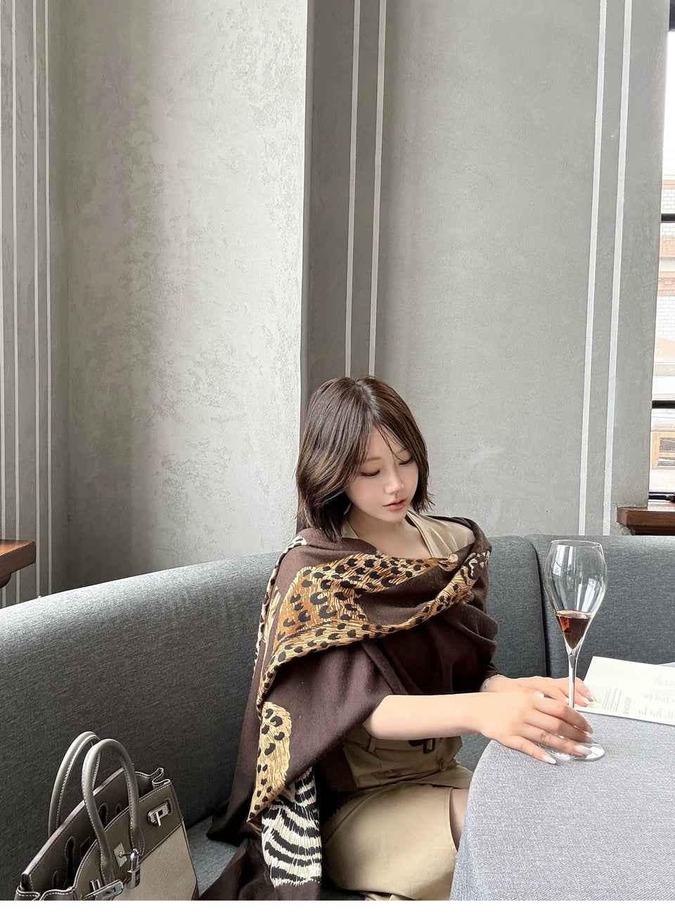 AutumnWinter Cotton-Linen Warm-Keeping Printed Large Shawl