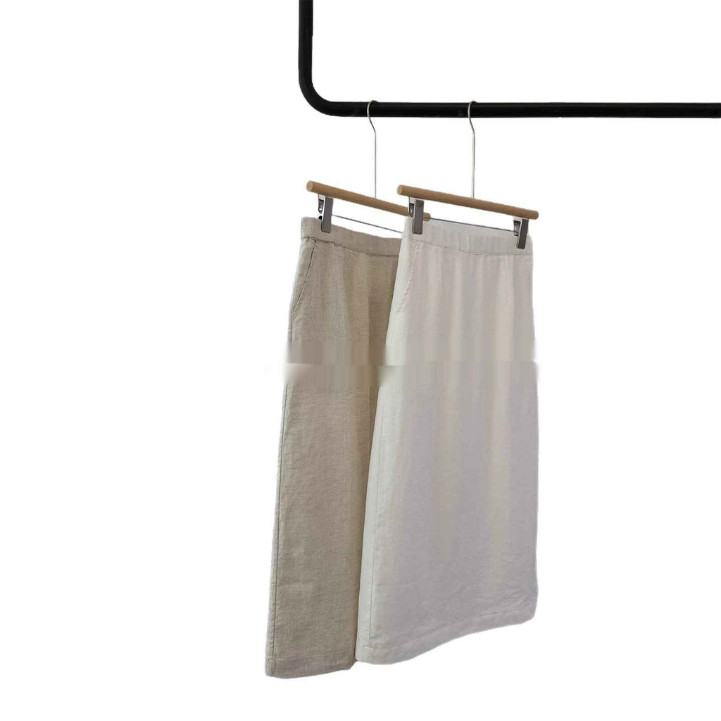 High-waisted Slimming Linen Straight Skirt For Women