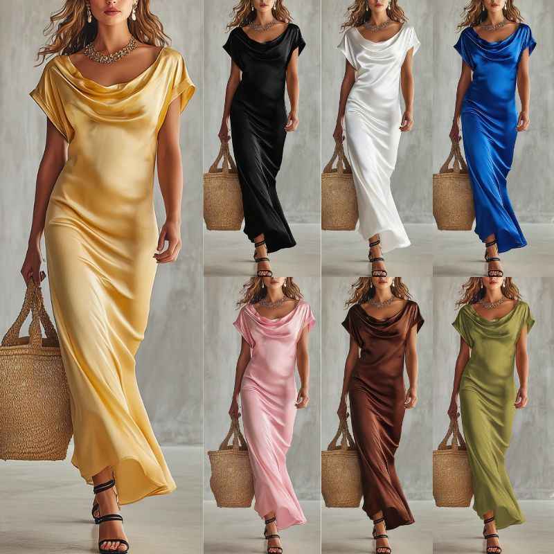 High-Waist A-Line Slim Maxi Dress