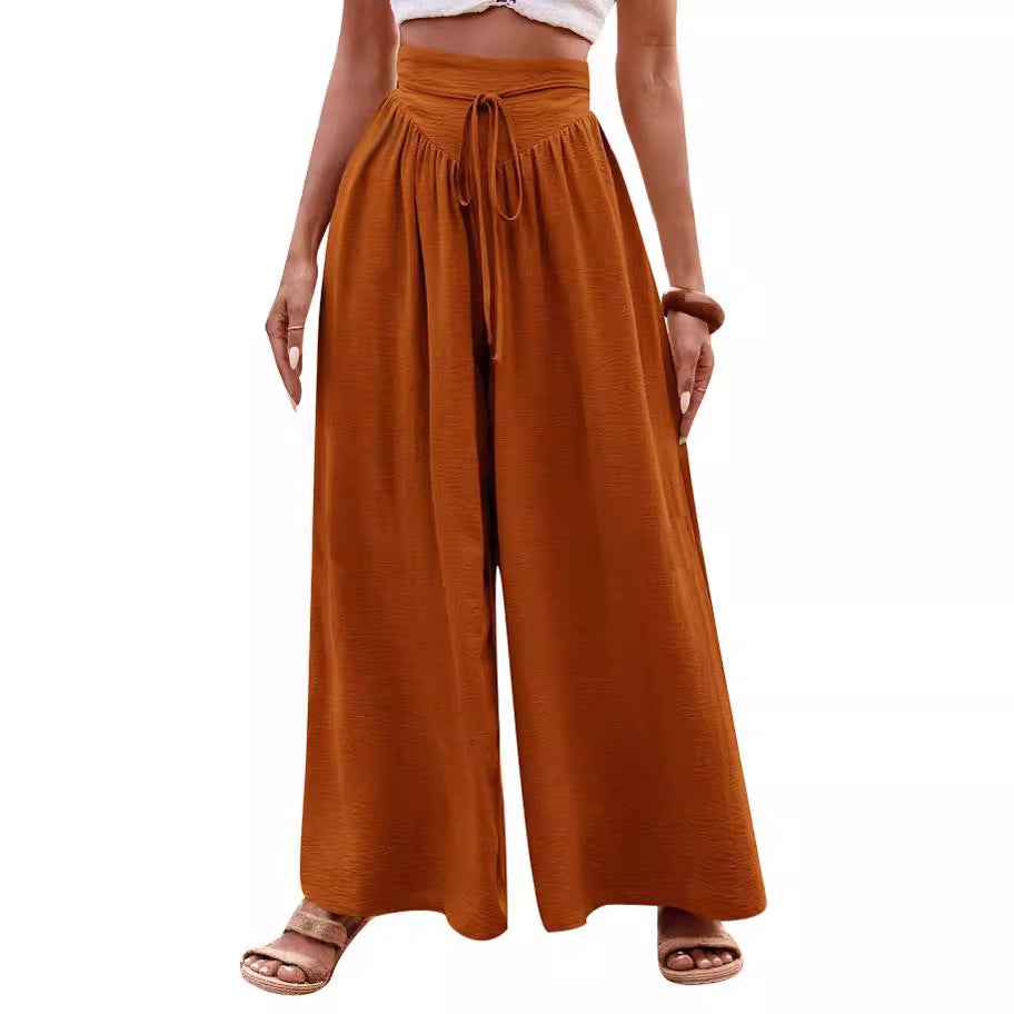 Mid-Waist Drawstring Ankle Trousers – 3D Texture