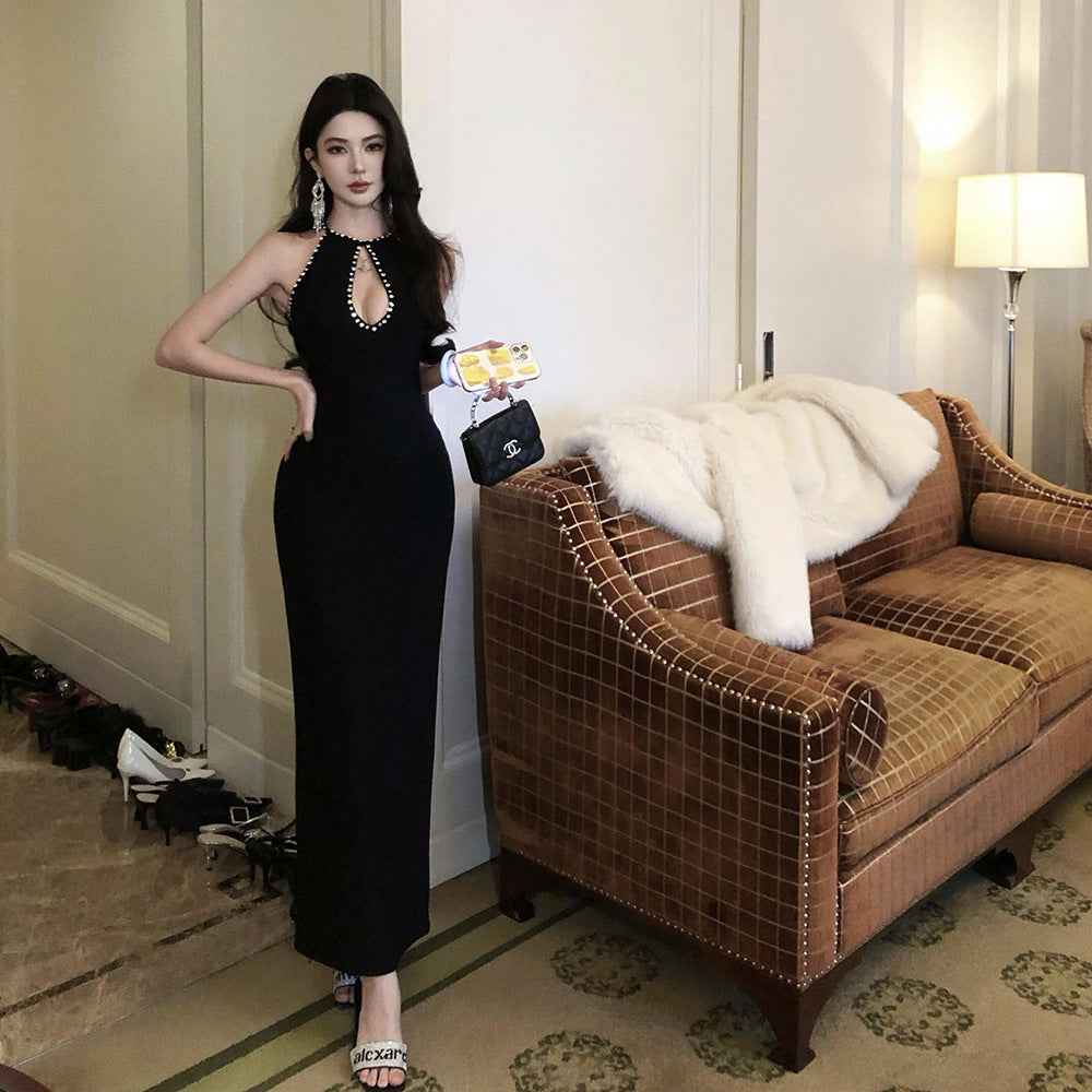 Off-shoulder Studded Bodycon Sheath Dress