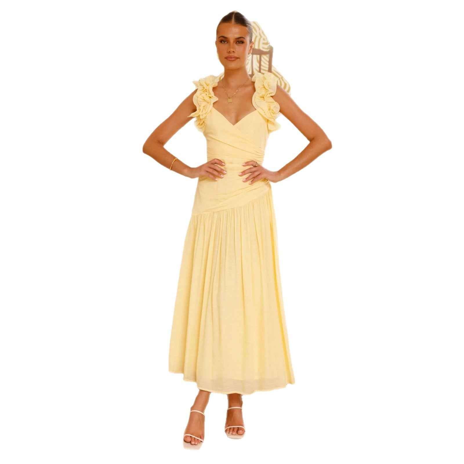 High Waist Tie-Up Sleeveless Dress – Slim Fit