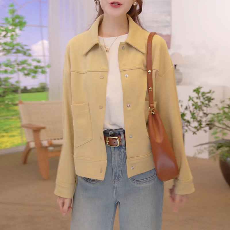 Denim Cotton Jacket with Pockets — Straight-Cut Casual