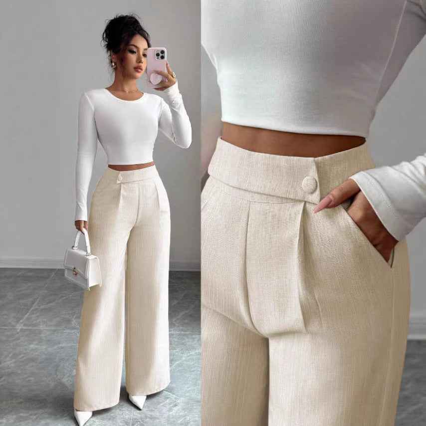 High-Waist Straight-Leg Pants — 6 Colors