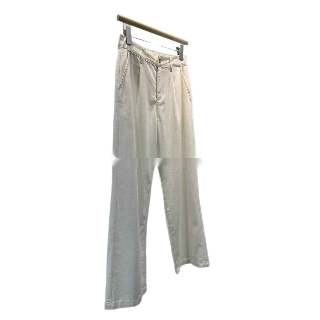 98-length Wide-leg White Straight-leg Casual Workwear Jeans