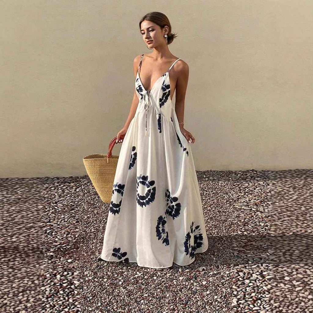 Women's White Floral Strapless Open-Back Fairy Dress — Patchwork Detail