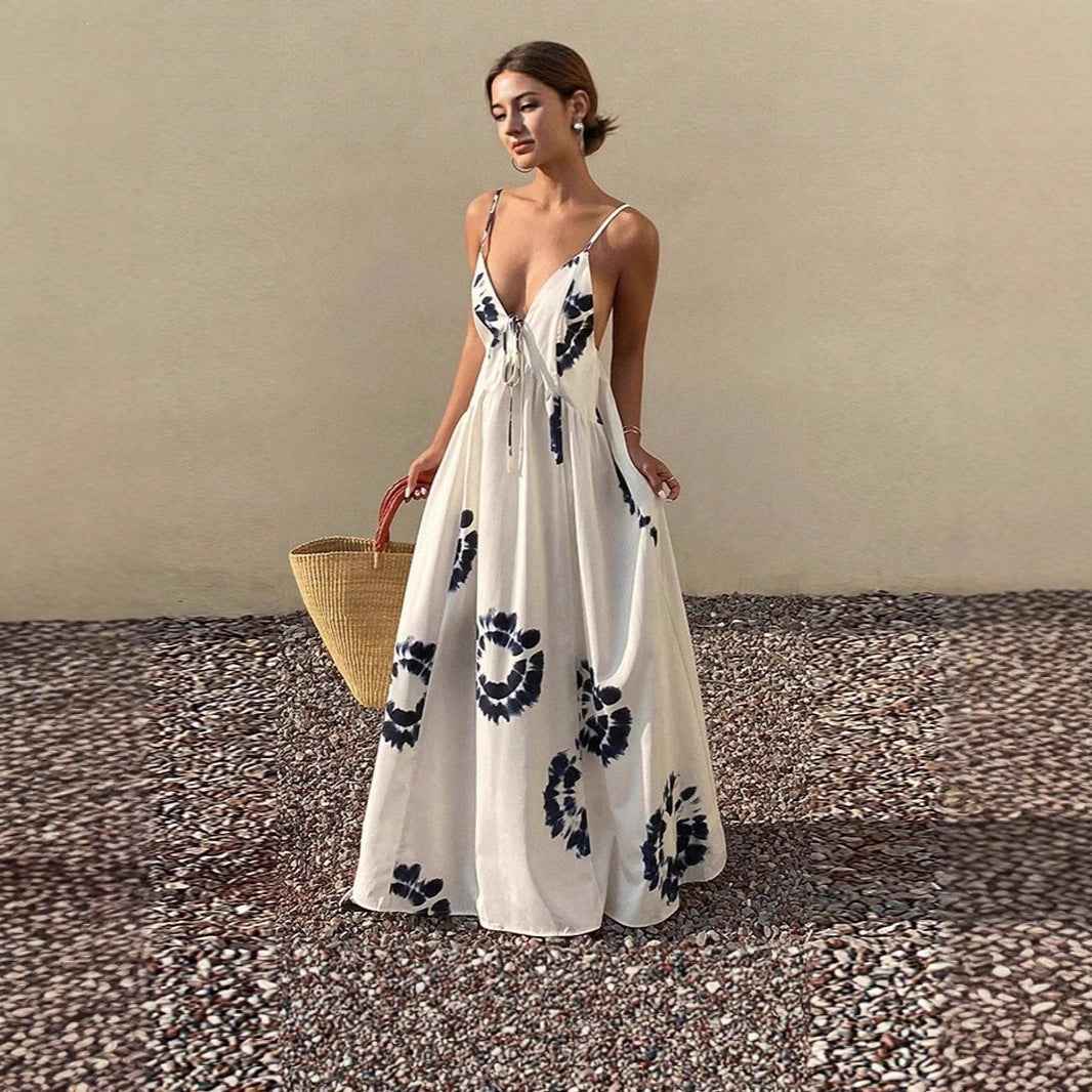Women's White Floral Strapless Open-Back Fairy Dress — Patchwork Detail