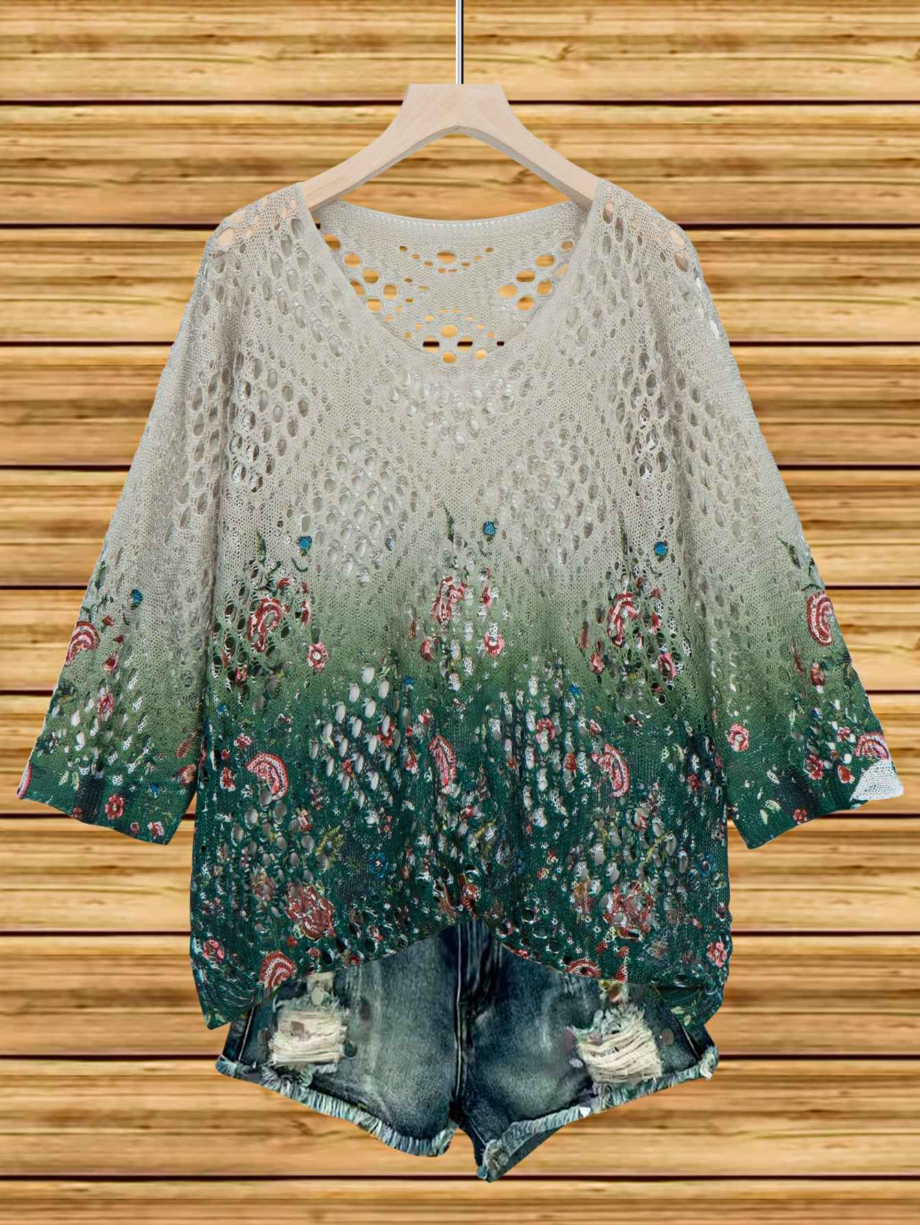 Women's 3D Knit Batwing Sweater – Hollowed-Out Elegant Design