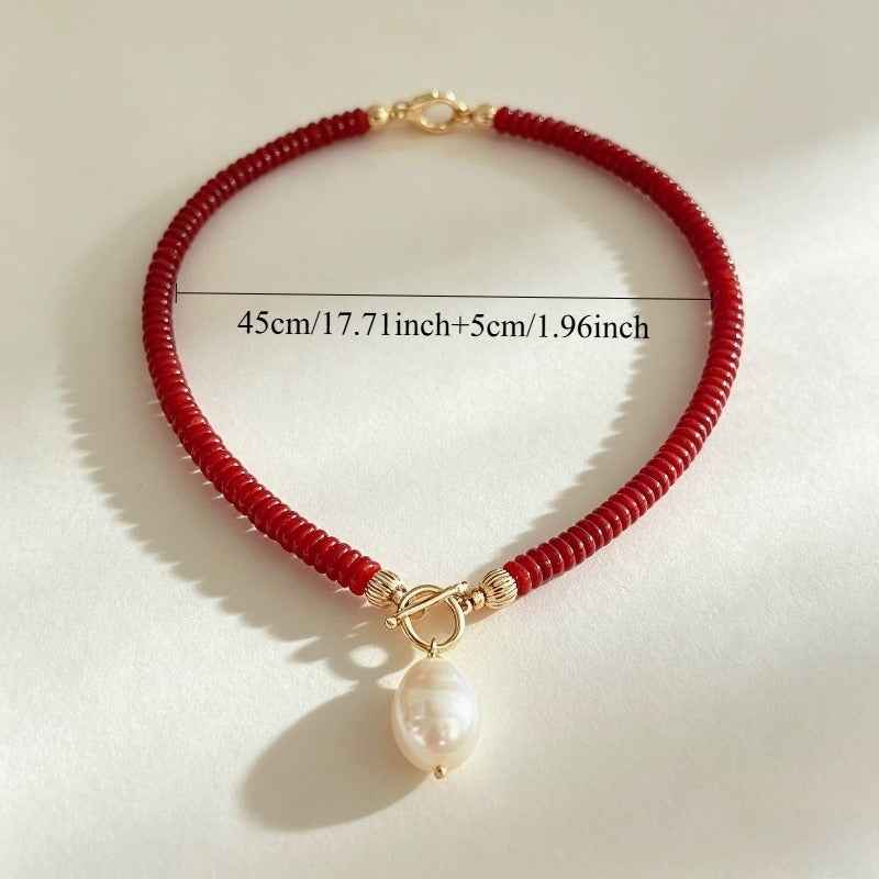 New Chinese-style Retro Red Bead Necklace For Women