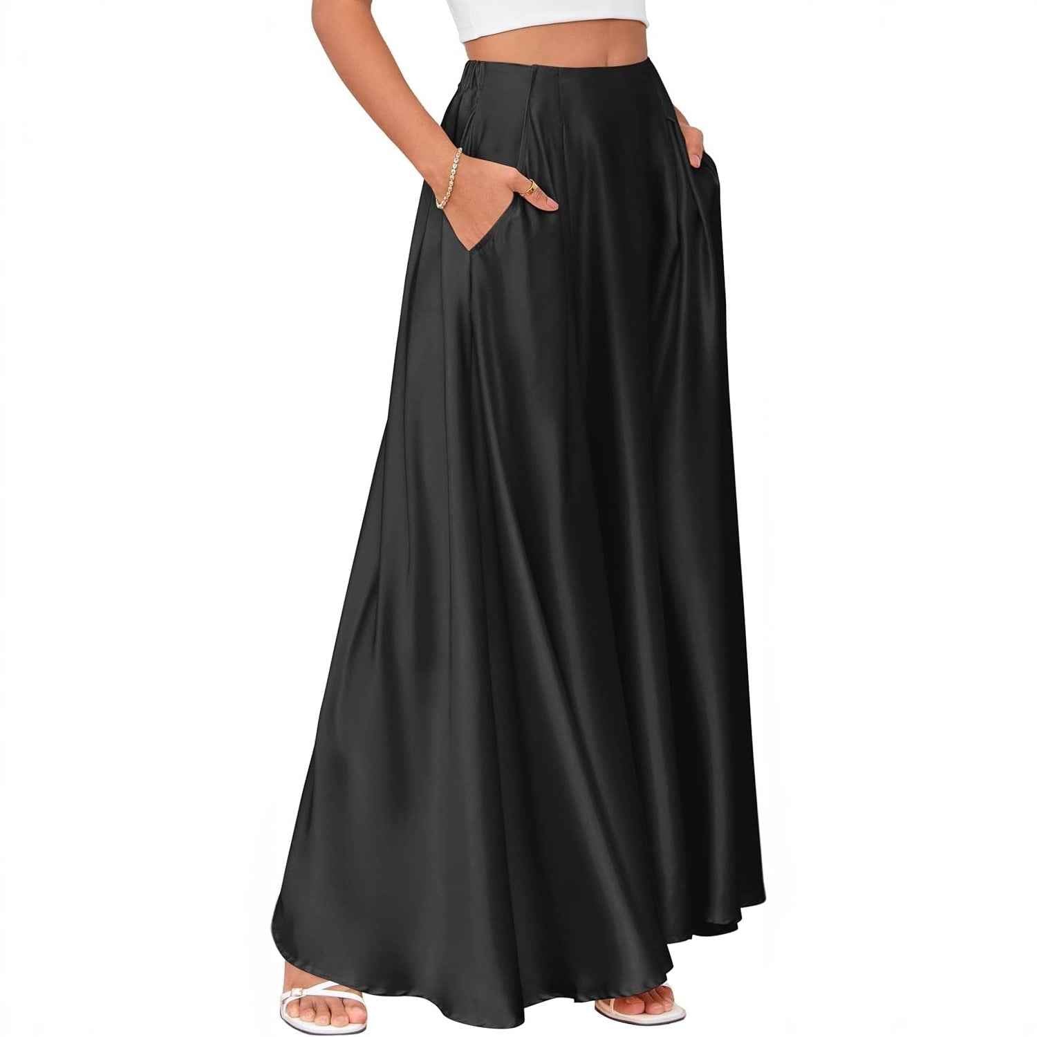 Satin A-Line Maxi Skirt – Elegant Long Skirt for Women
