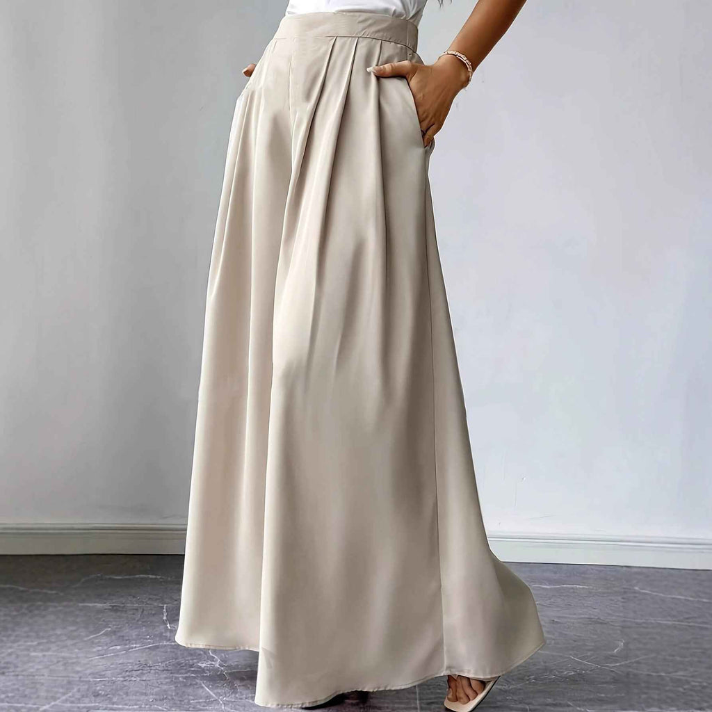 Women's High-Waist Wide-Leg Linen Pants — Pleated Bohemian Style