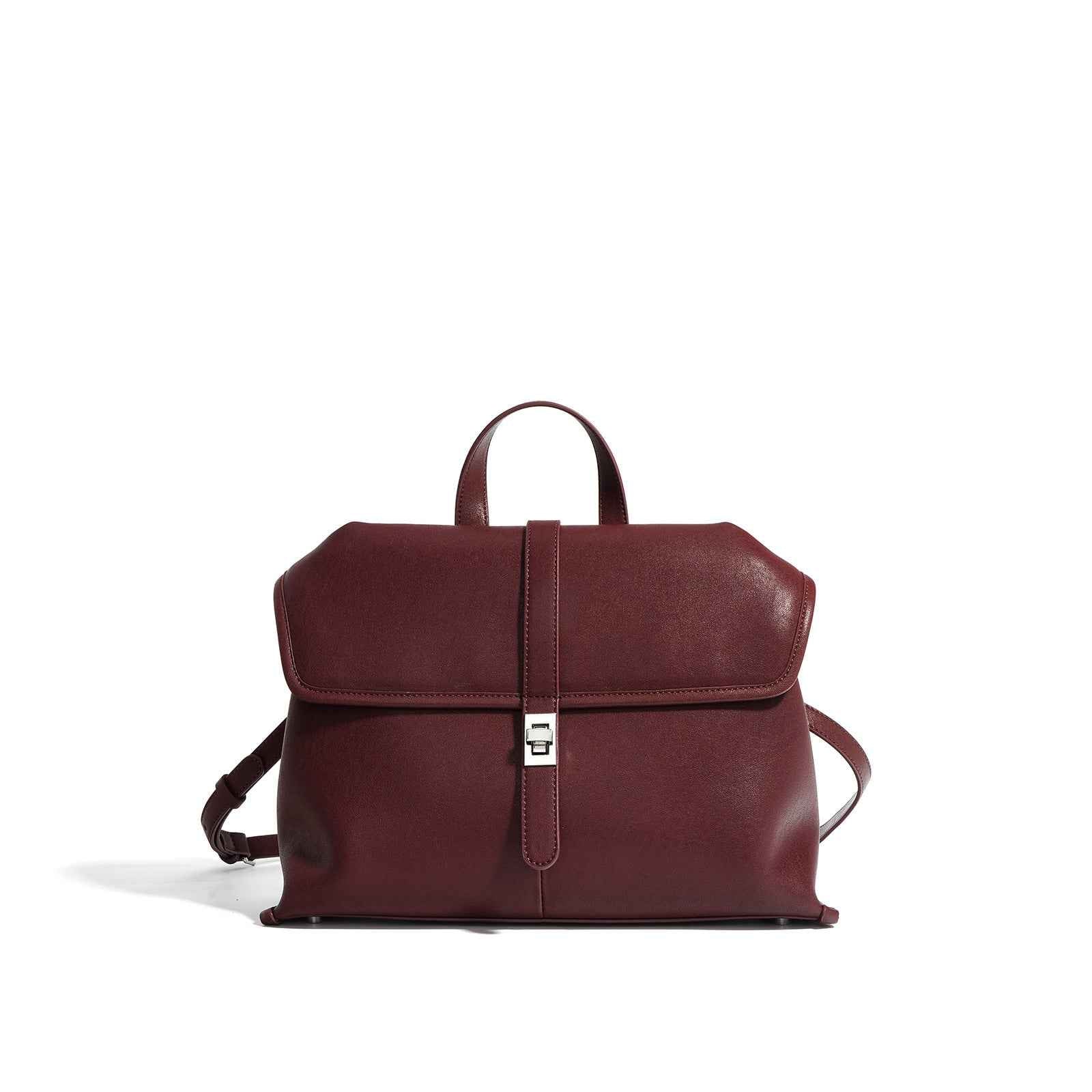 Genuine Leather Tote & Crossbody Bag — Black, Red & Sandalwood Brown