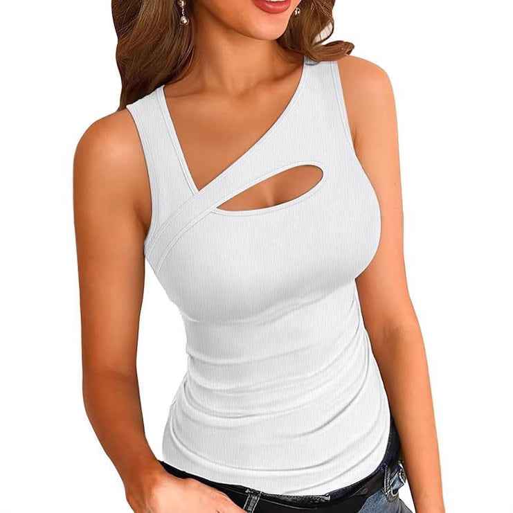 Cut-Out Sleeveless Vest Top – Slim Fit Summer Tank