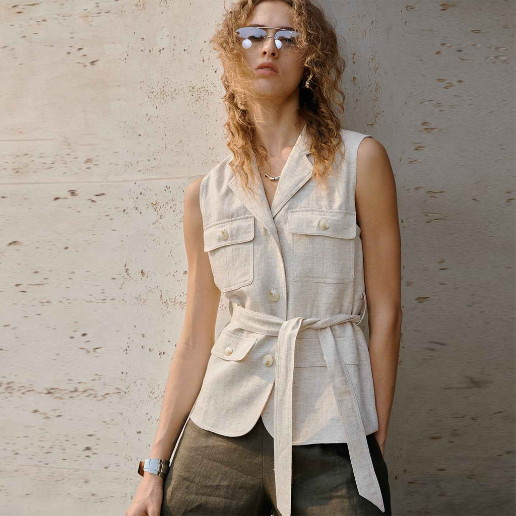 Women's Linen Blazer Vest — Old Money Style