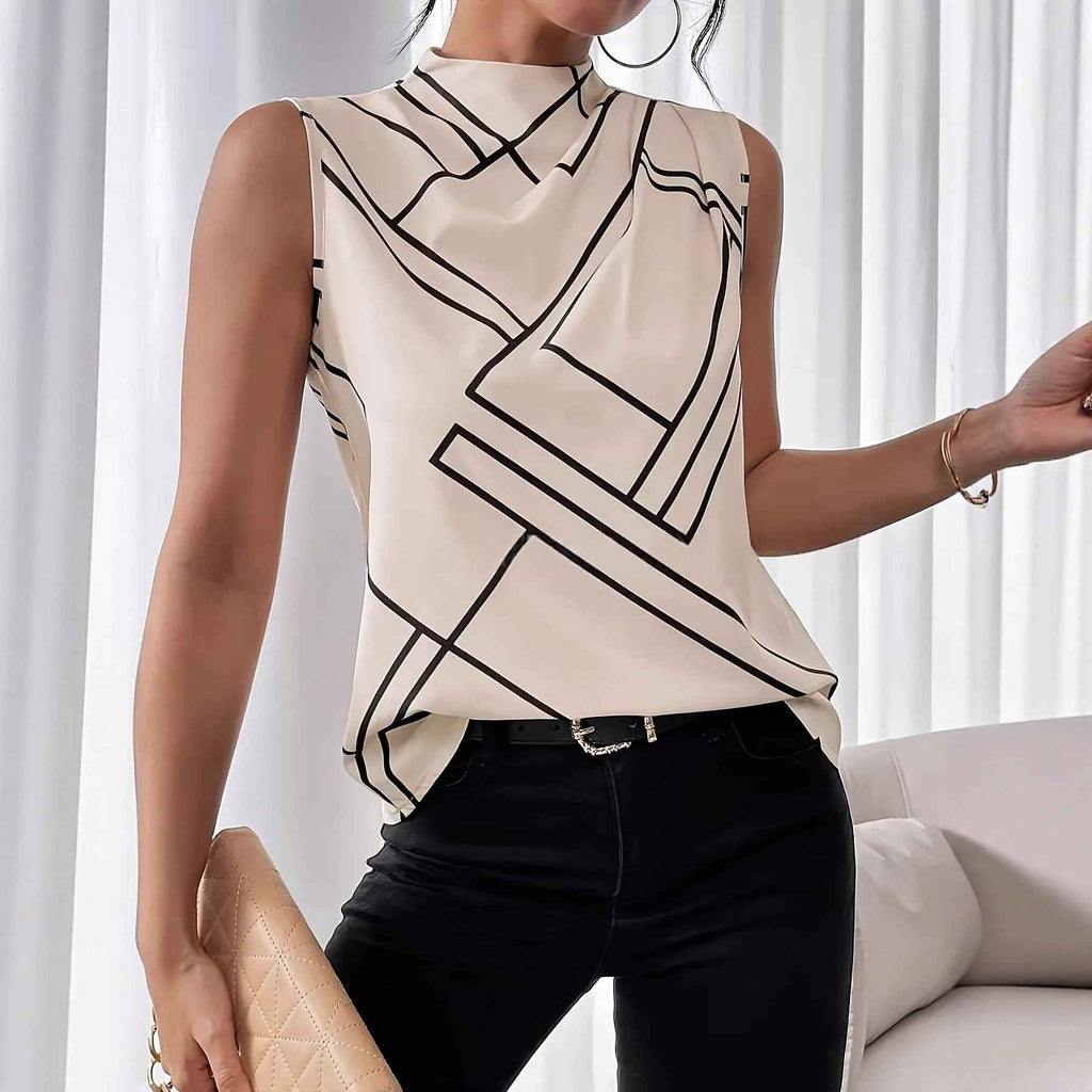 Plus Size Sleeveless Plaid Top – Slim Fit, Elegant Office Style