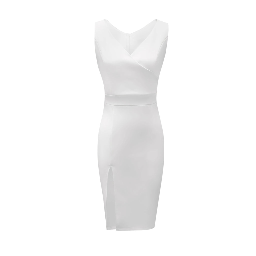 Sleeveless Side-Slit Knit Bodycon Midi Dress