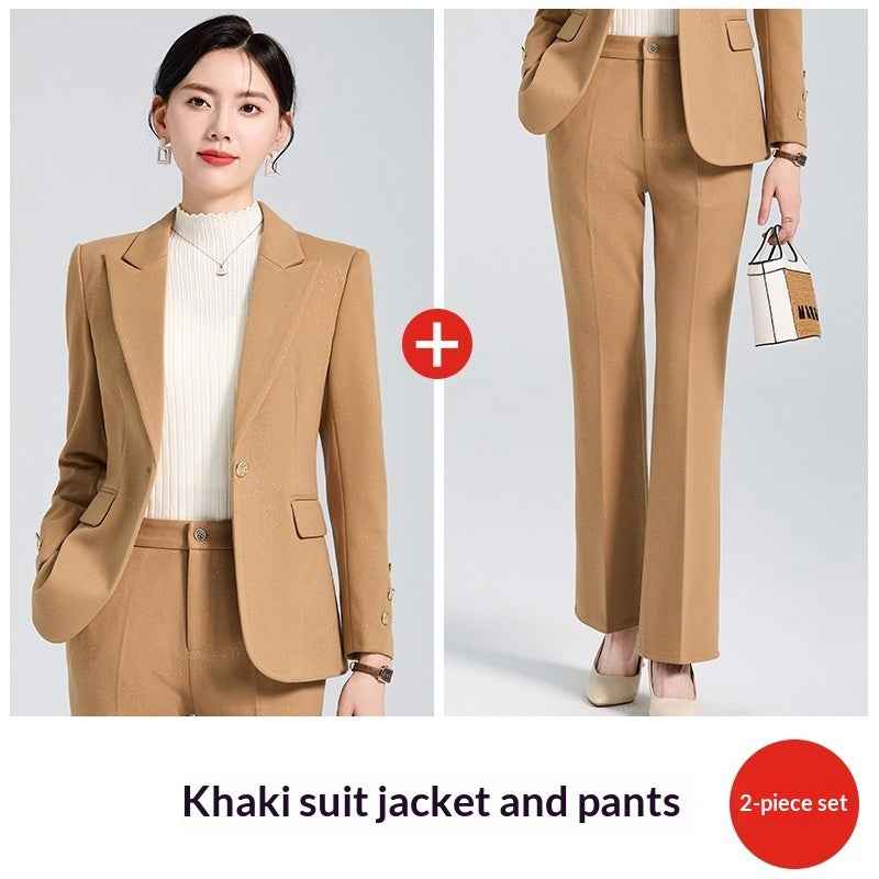 Coffee-Colored Autumn Winter New Woolen Suit Set For Women