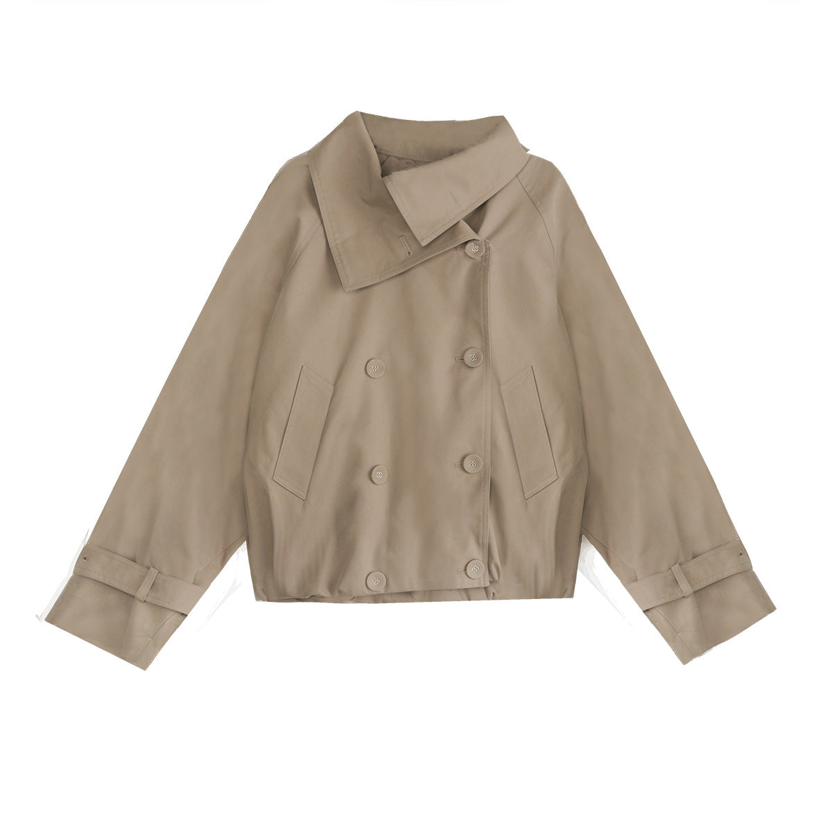 Double-Breasted Stand-Up Collar British-Style Trench Coat