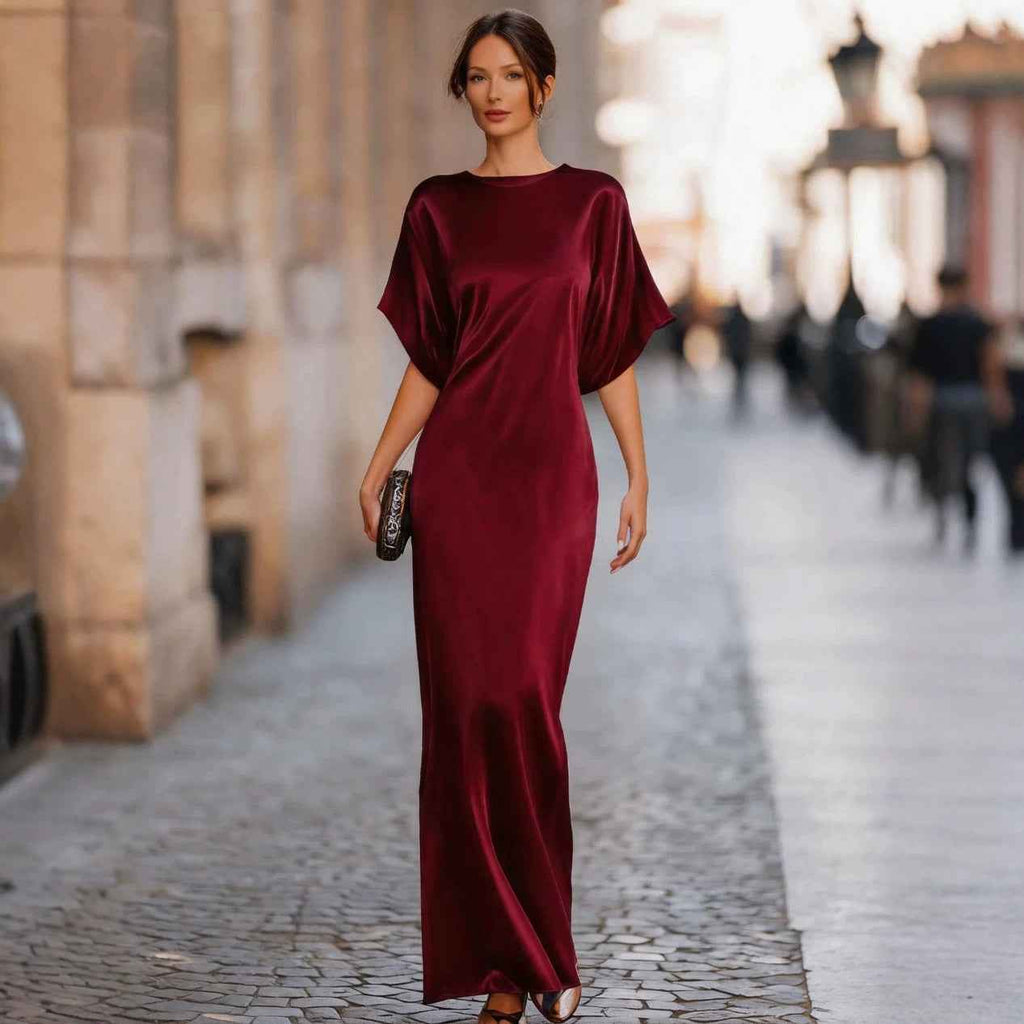Women's French-Style Spliced Slim Maxi Dress — 4 Colours, S–2XL