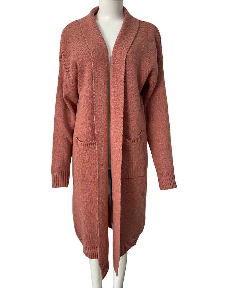 Loose-fitting Long Cardigan Oversized Pocketed Knit Sweater Coat