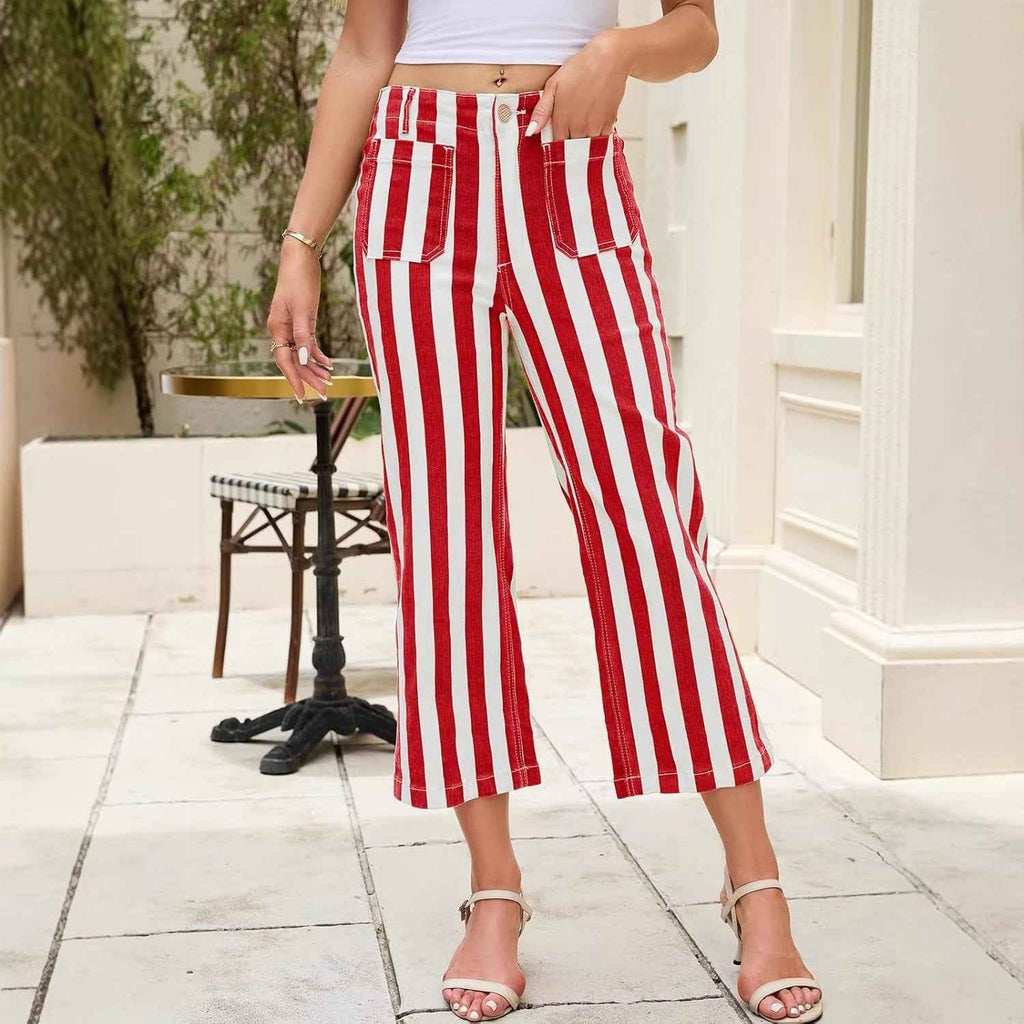 Summer Striped-print Fashionable Casual Womens Pants