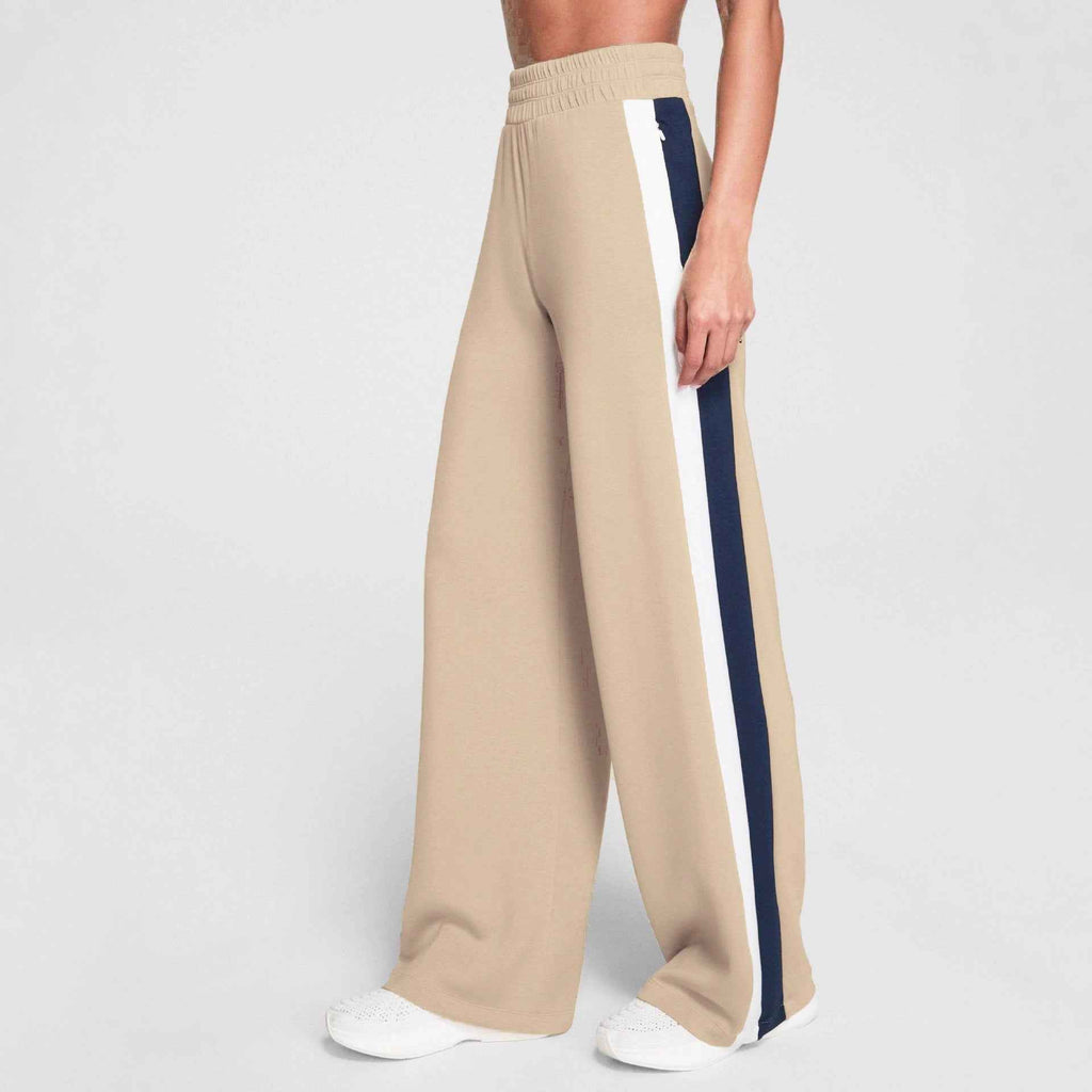 Women's Color-Block Straight-Leg Trousers – Elastic Waist